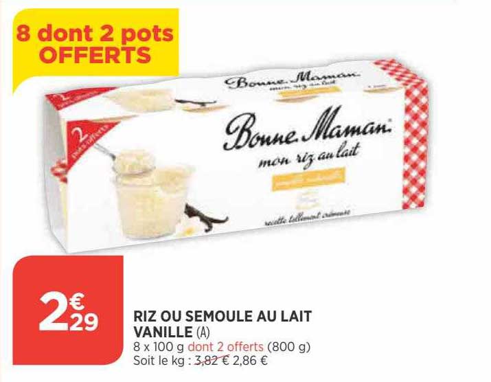 Riz Ou Semoule Au Lait Vanille Bonne Maman