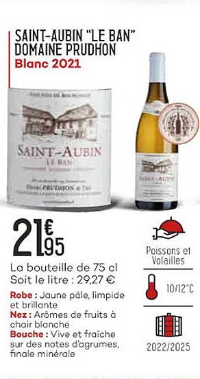 saint-aubin "le ban" domaine prudhon blanc 2021