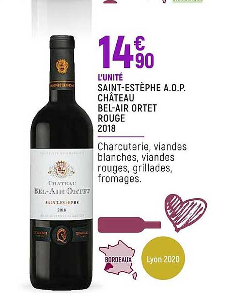 saint-estèphe a.o.p. château bel-air ortet rouge 2018