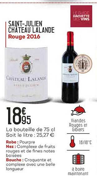 saint-julien château lalande rouge 2016