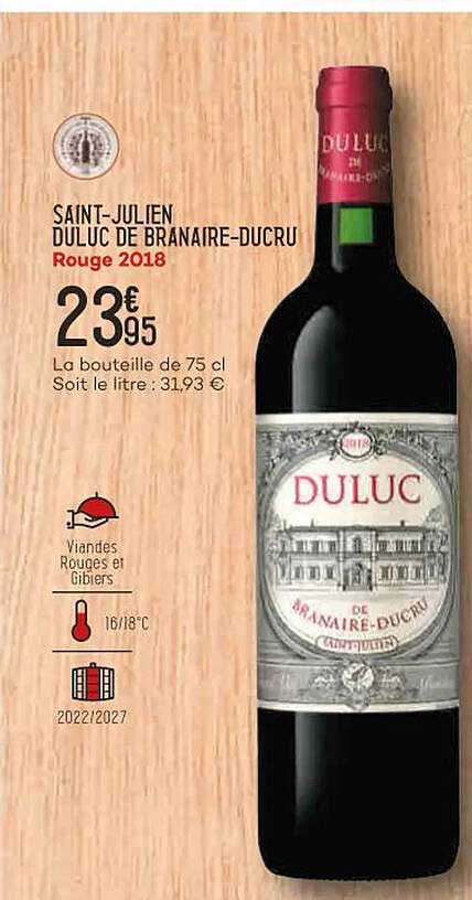 saint-julien duluc de branaire-ducru rouge 2018