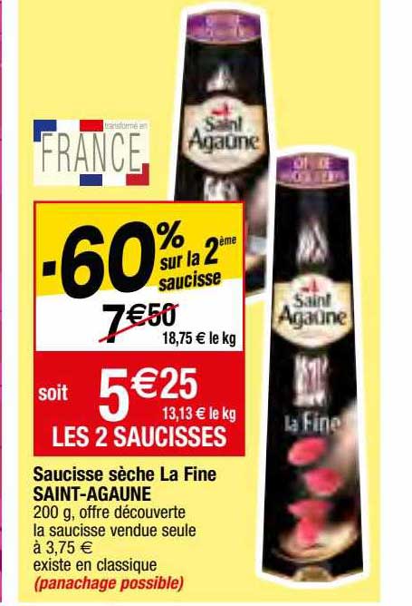 Saucisse Sèche La Fine Saint-agaûne