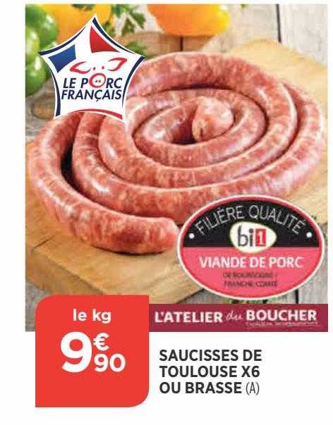 saucisses de toulouse x6 ou brasse l'atelier du boucher