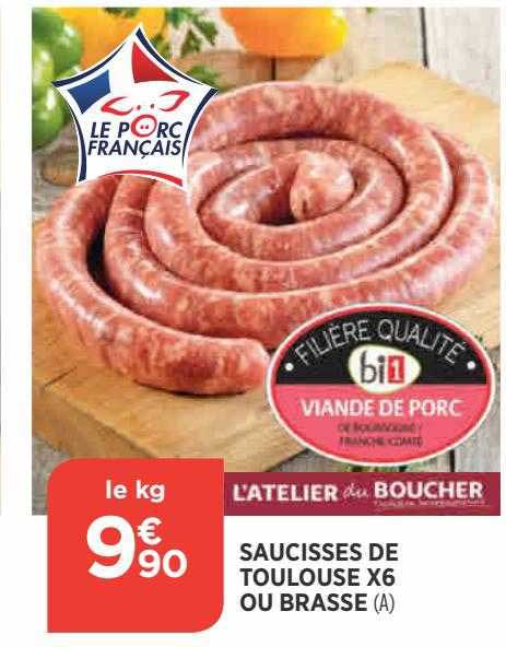 saucisses de toulouse x6 ou brasse l'atelier du boucher