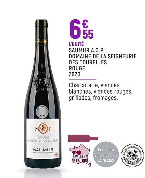 saumur a.o.p. domaine de la seigneurie des tourelles rouge 2020