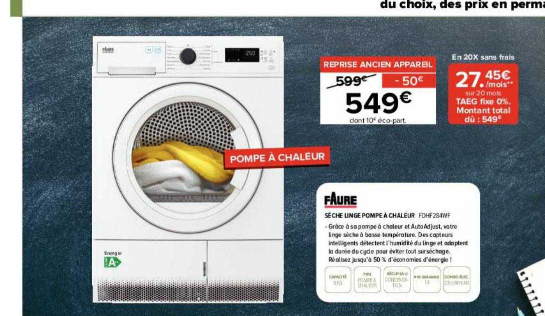 Sèche Linge Pompe à Chaleur Faure
