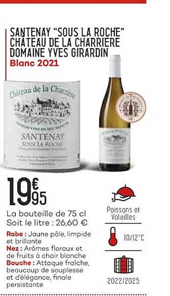 sentenay "sous la roche" château de la charrière domaine yves girardin blanc 2021