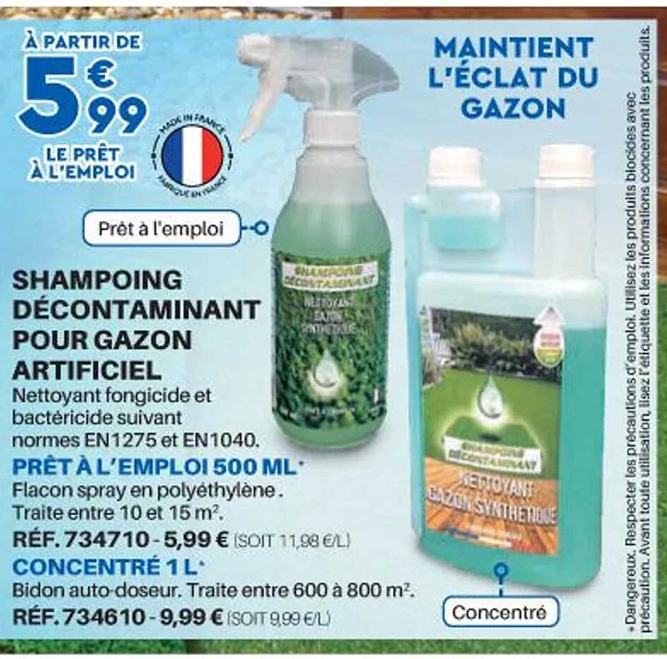 shampoing décontaminant pour gazon artificiel