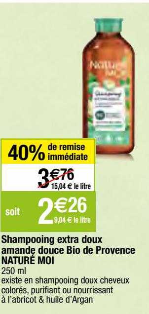 shampooing extra doux amande douce bio de provence naturé moi