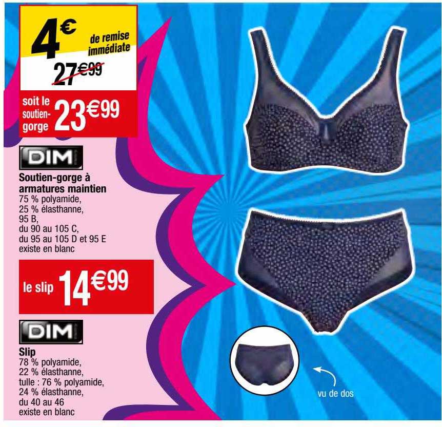 soutien-gorge à armatures maintien dim, slip dim