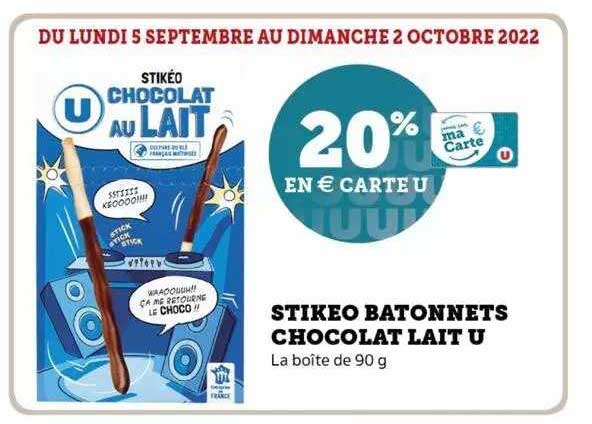 Stikeo Bâtonnets Chocolat Lait U