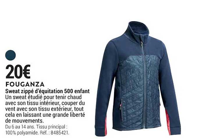 sweat zippé d'équitation 500 enfant fouganza