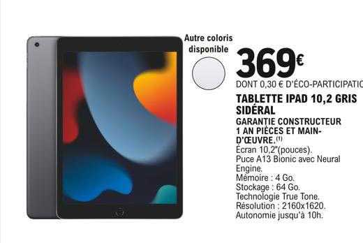 tablette ipad 10,2 gris sidéral