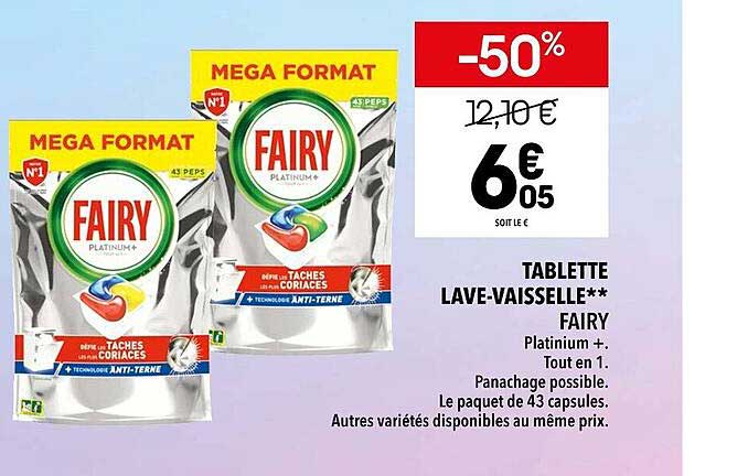 tablette lave-vaisselle fairy