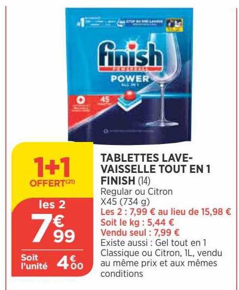 tablettes lave-vaisselle tout en 1 finish