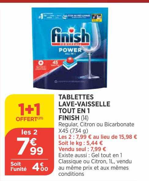 tablettes lave-vaisselle tout en 1 finish