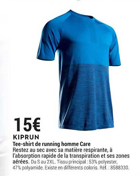 tee-shirt de runnings homme care kiprun