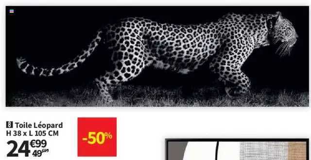 toilé léopard h 38 x l 105 cm