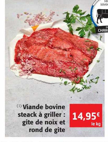 viande bovine steack à griller : gite de noix et rond de gite
