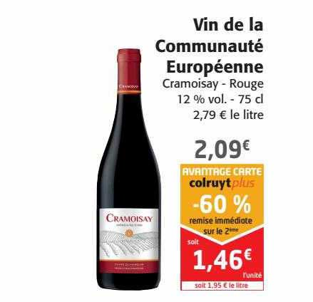 vin de la communauté européenne cramoisay - rouge 12% vol.