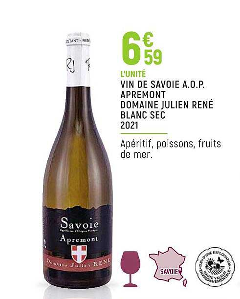 vin de savoie a.o.p. apremont domaine julien rené blanc sec 2021