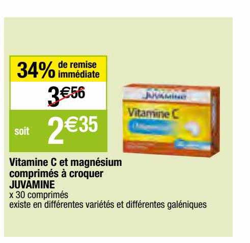 vitamine c et magnésium comprimés à croquer juvamine
