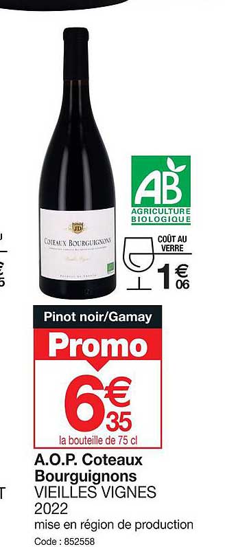 a.o.p. côteaux bourguignons vieilles vignes 2022