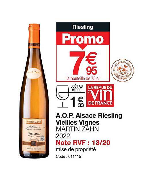 a.o.p. alsace riesling vieilles vignes martin zahn 2022