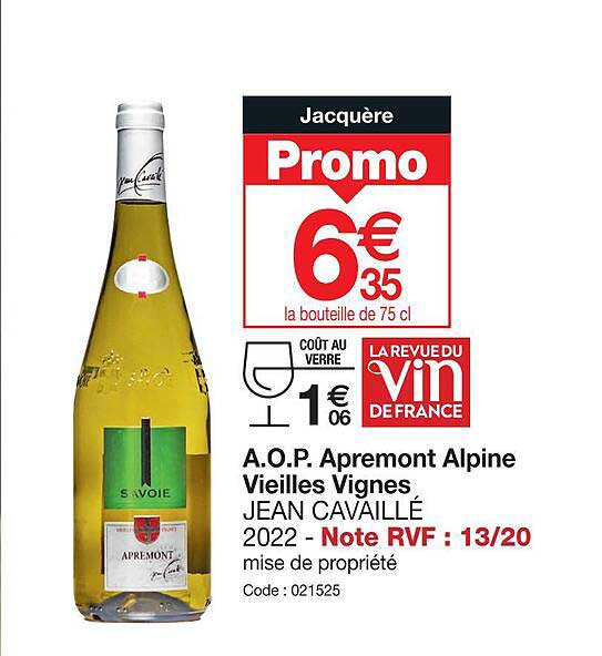 a.o.p. apremont alpine vieilles vignes jean cavaillé 2022