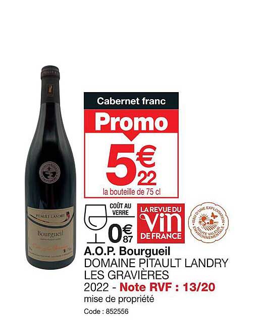 a.o.p. bourgueil domaine pitault landry les gravières 2022