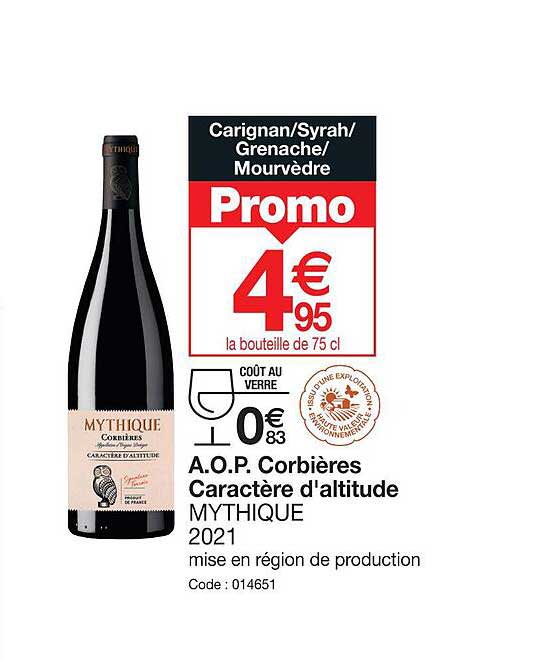 a.o.p. corbières caractère d'altitude mythique 2021