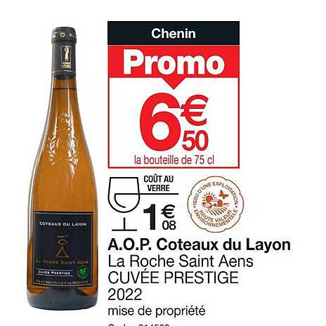 a.o.p. coteaux du layon la roche saint aens cuvée prestige 2022