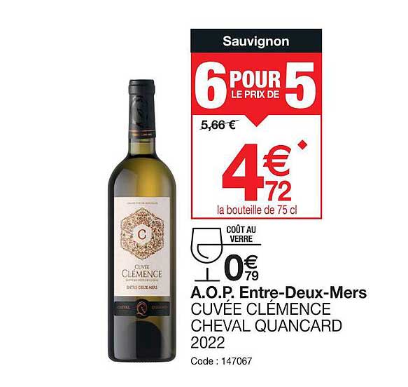 a.o.p. entre-deux-mers cuvée clémence cheval quancard 2022