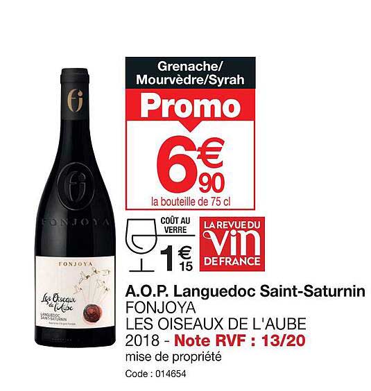 a.o.p. languedoc saint-saturnin fonjoya les oiseaux de l'aube