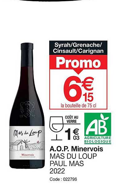 a.o.p. minervois mas du loup paul mas 2022