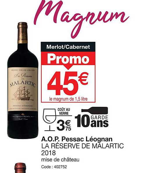 a.o.p. pessac léognan la réserve de malartic 2018