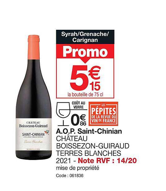 a.o.p. saint-chinian château boissezon-guiraud terres blanches 2021