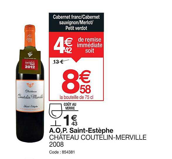 a.o.p. saint-estèphe château coutelin-merville 2008
