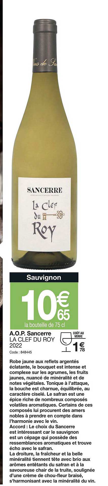a.o.p. sancerre la clef du roy 2022