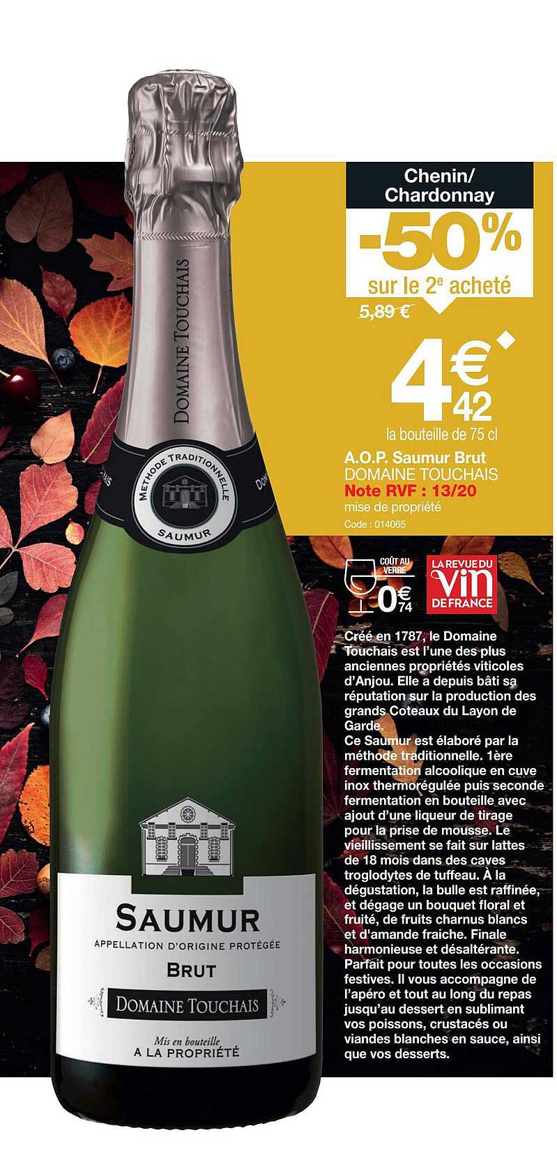 a.o.p. saumur brut domaine touchais