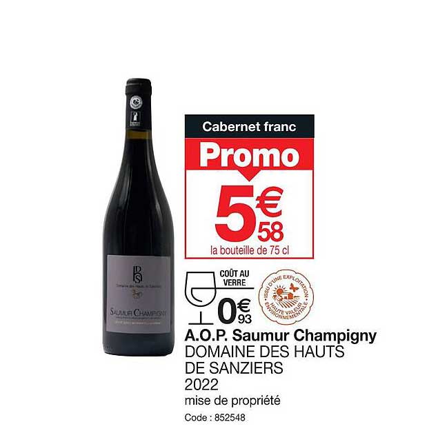 a.o.p. saumur champigny domaine des hauts de sanziers 2022