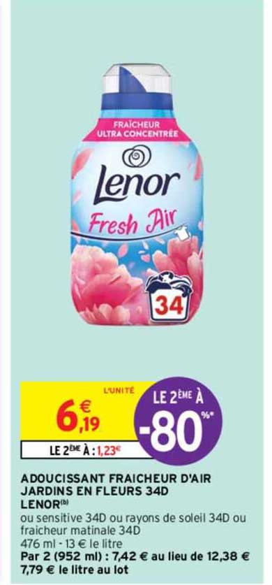 adoucissant fraîcheur d'air jardins en fleurs 34d lenor