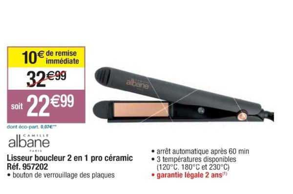 albane lisseur boucleur 2en1 pro céramic