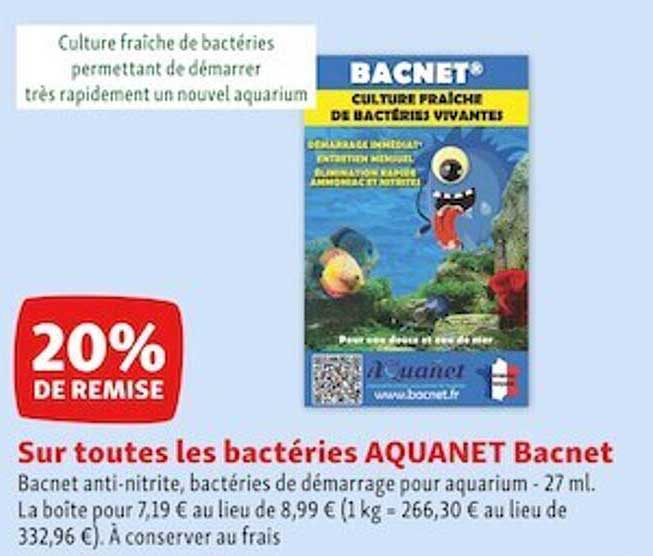 bactéries aquanet bacnet anti-nitrite pour aquarium