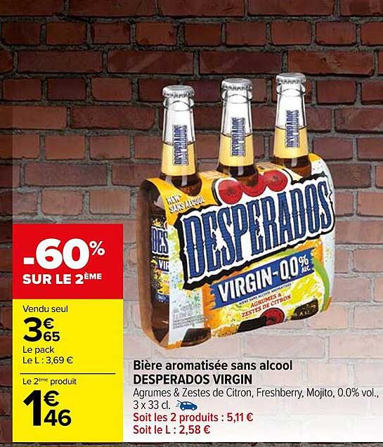 Bière Aromatisée Sans Alcool Desperados Virgin