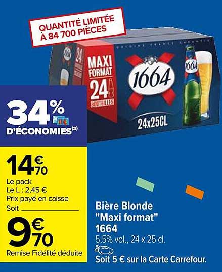 bière blonde maxi format 1664
