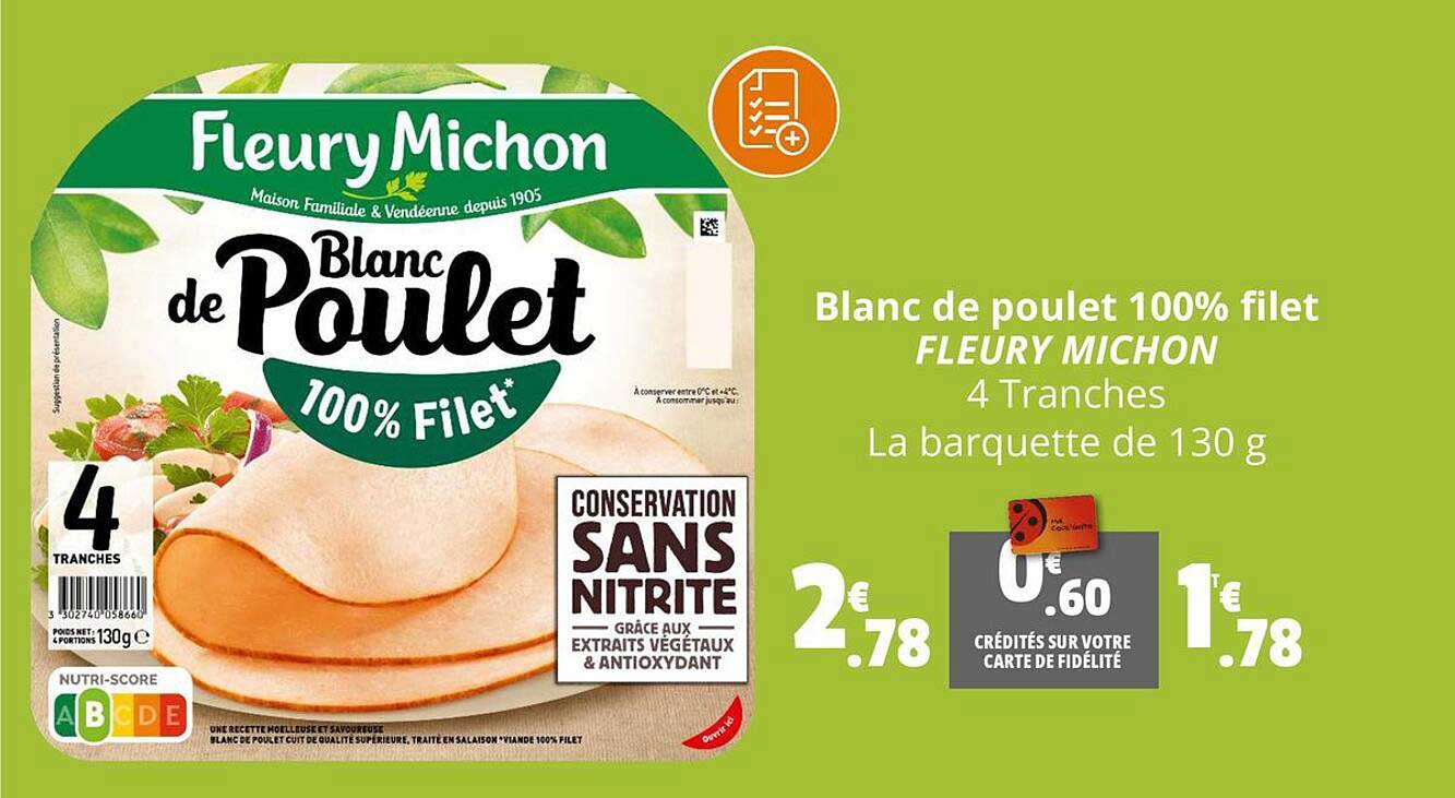 blanc de poulet 100% filet fleury michon
