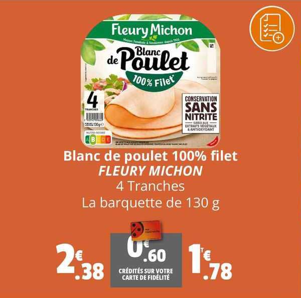 blanc de poulet 100% filet fleury michon