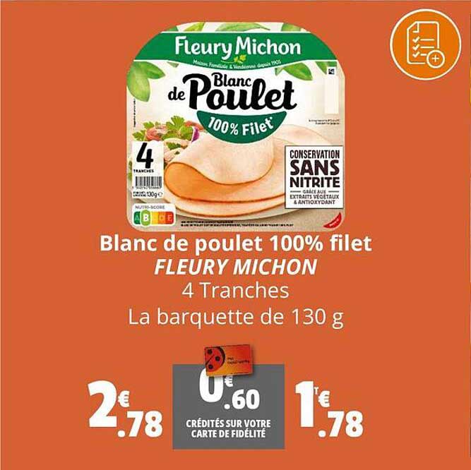 blanc de poulet 100% filet fleury michon