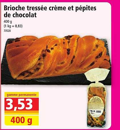 Brioche Tressée Crème Et Pépites De Chocolat